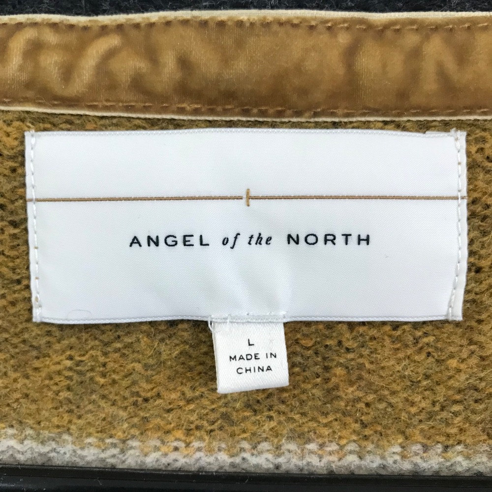 Angel of the North Womens Lambswool Belted Cardigan Sweater Sz L Green/Gray - Picture 6 of 8